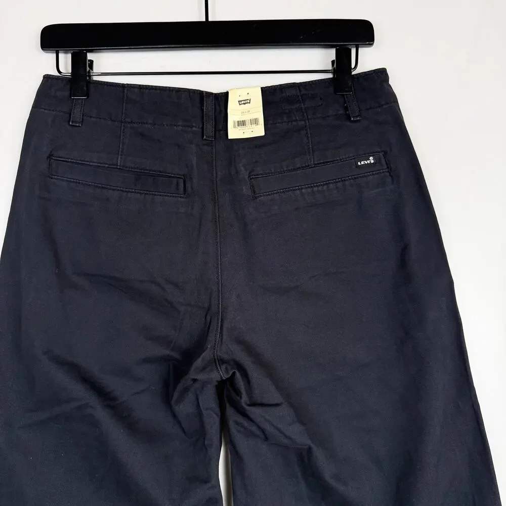 New Levi's Premium XL Chinos Wide Leg Baggy Pants Black - 26x31 26W 31L